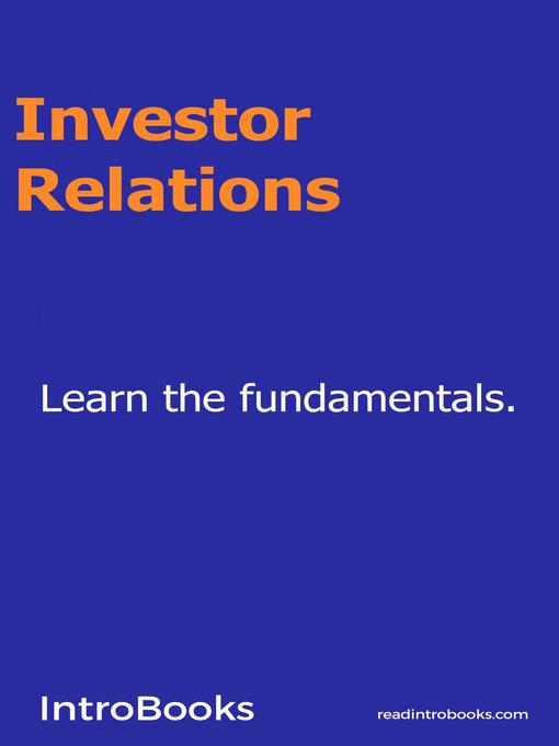 Title details for Investor Relations by IntroBooks Team - Available